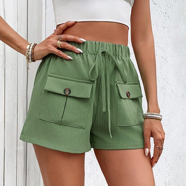 Women's Double Pocket Casual Elastic Waist Lace-up Shorts - Image 5