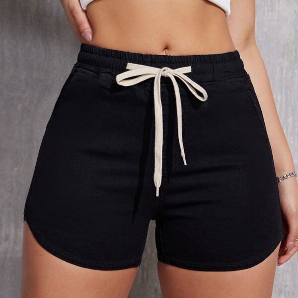 Plus Size A- Line Drawstring Denim Shorts For Women