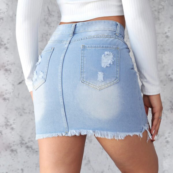 Slim-fit Ripped Denim Skirt For Women - Image 9