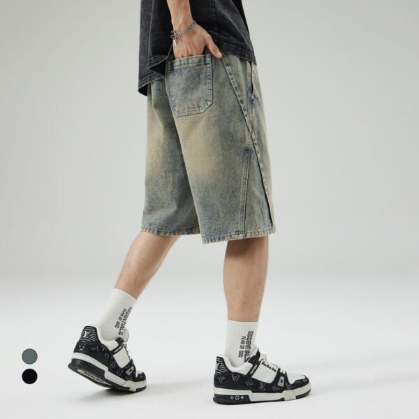 Retro Boys Pants Workwear Distressed Loose Stitching Cropped Pants - Image 7