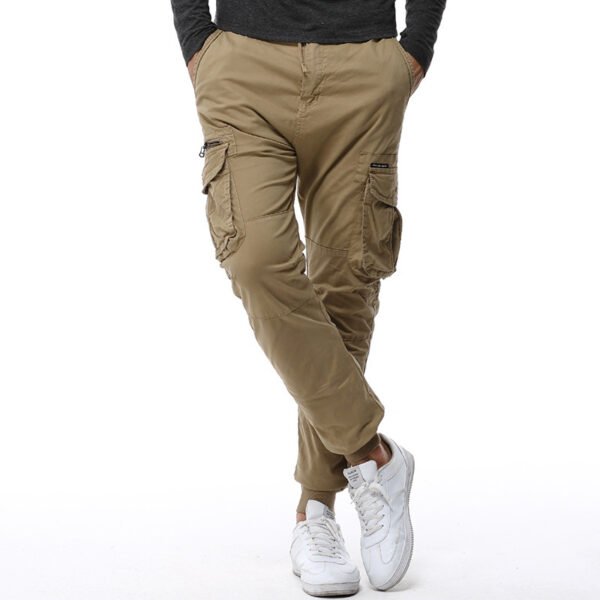 Tethered Elastic Waist Casual Cargo Trousers - Image 3