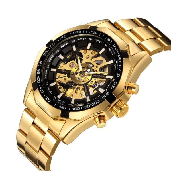 Full Hollow Mens Automatic Mechanical Watch Male Automatic Mechanical Watch Steel Band - Image 3