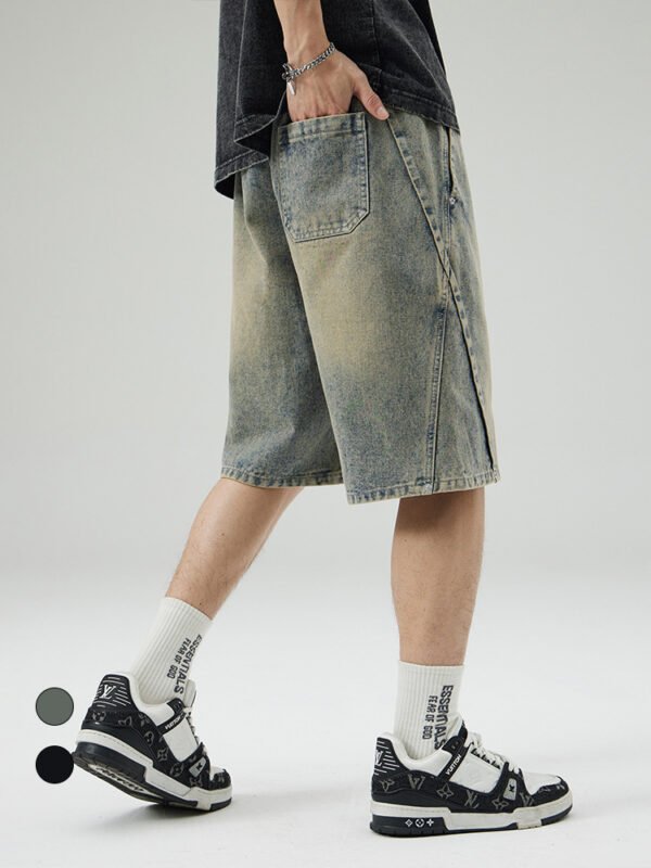 Retro Boys Pants Workwear Distressed Loose Stitching Cropped Pants - Image 4