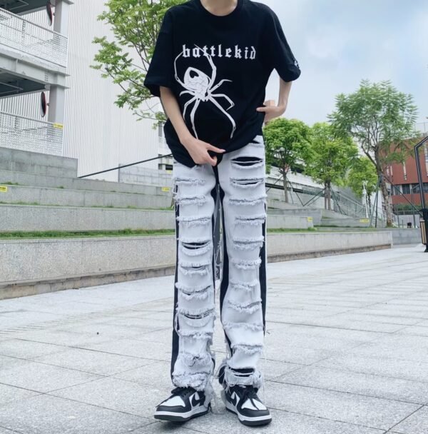 Ripped Jeans Street Straight Casual Versatile Trousers Men - Image 3