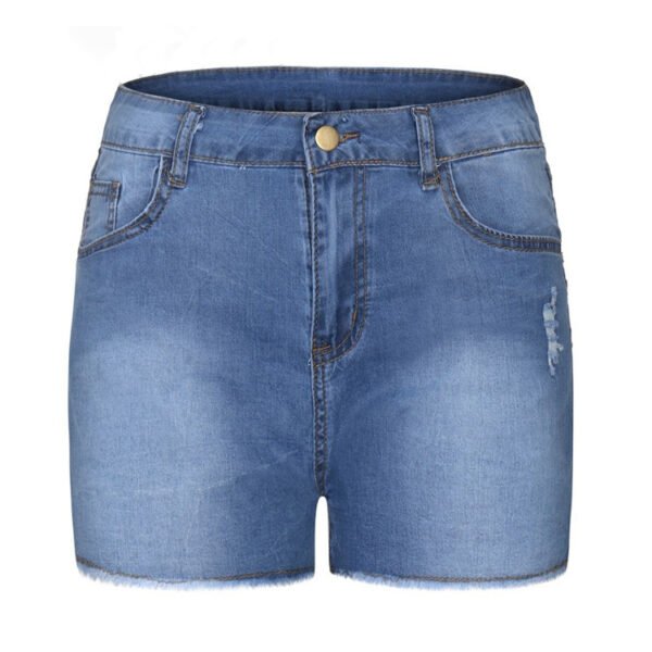 Women's Stretch Slim Fit Ripped Tassel Denim Shorts - Image 7