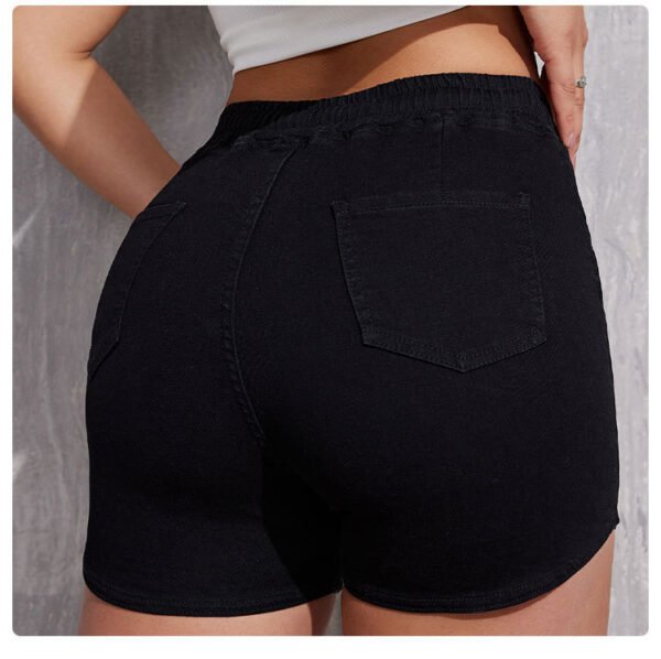 Plus Size A- Line Drawstring Denim Shorts For Women - Image 3