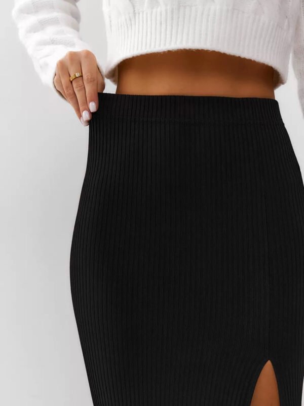 Women's Black Straight Split Skirt - Image 6