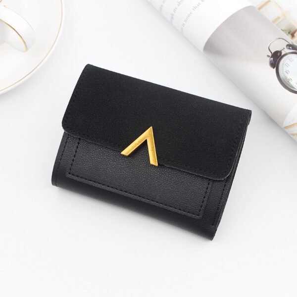 Simple Bronze Gold V-shaped Ladies Short Wallet - Image 5