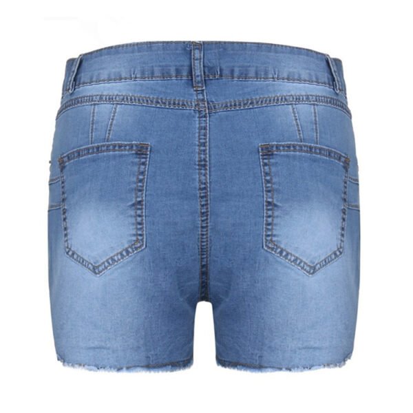 Women's Stretch Slim Fit Ripped Tassel Denim Shorts - Image 6