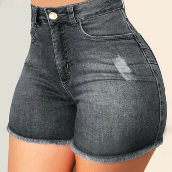 Women's Stretch Slim Fit Ripped Tassel Denim Shorts - Image 10