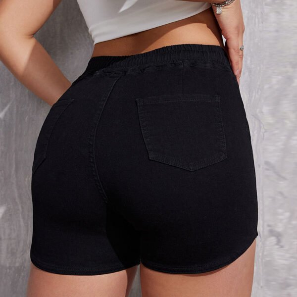 Plus Size A- Line Drawstring Denim Shorts For Women - Image 4