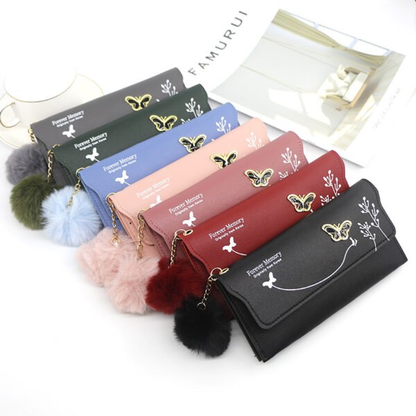 Fashion Ladies Long Hair Ball Bow Purse - Image 4