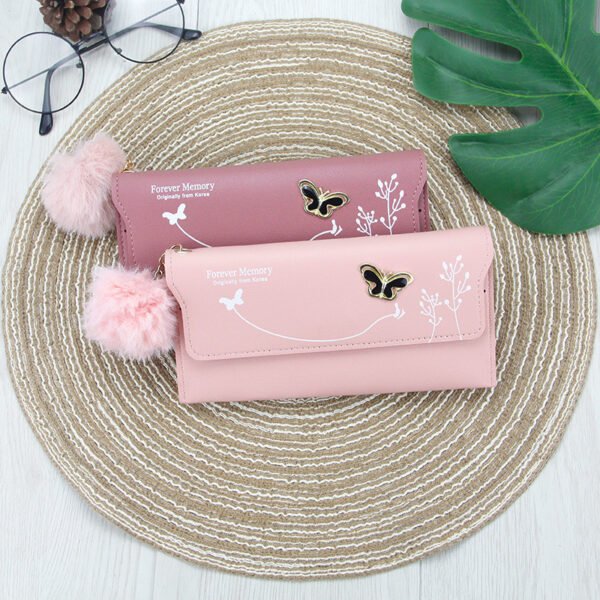 Fashion Ladies Long Hair Ball Bow Purse - Image 9