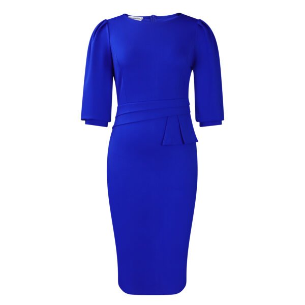 Round Neck Pleated Graceful And Fashionable OL OL Pencil Skirt European And American Style Dress - Image 6