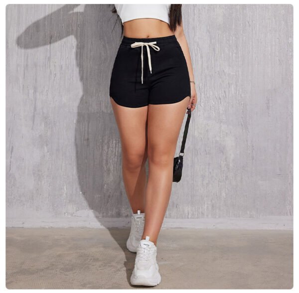 Plus Size A- Line Drawstring Denim Shorts For Women - Image 5