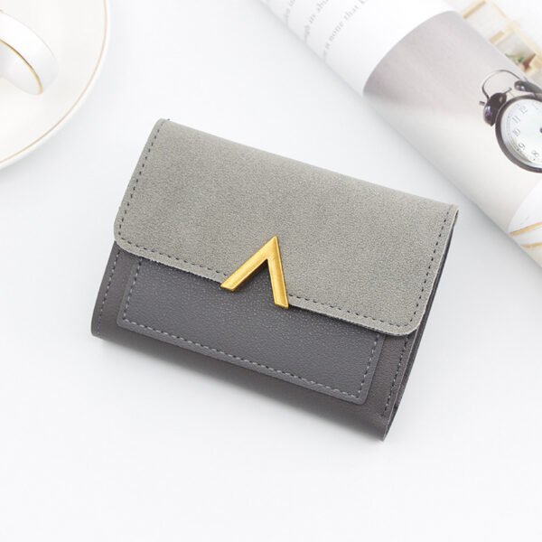 Simple Bronze Gold V-shaped Ladies Short Wallet - Image 7