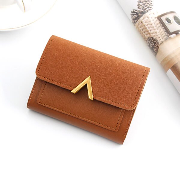 Simple Bronze Gold V-shaped Ladies Short Wallet - Image 8