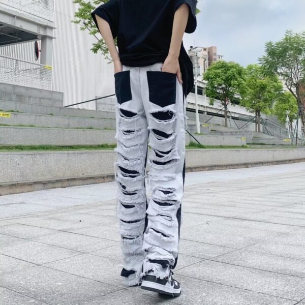 Ripped Jeans Street Straight Casual Versatile Trousers Men - Image 4