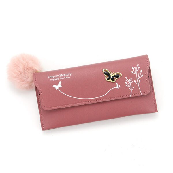 Fashion Ladies Long Hair Ball Bow Purse - Image 2