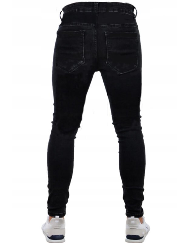 Men's Ripped Black Slim-fit High Waist Denim Trousers - Image 8